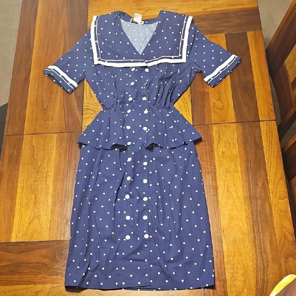 Sunshine/ Srarshine Blue Polka Dot Dress